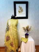 Organza Green - Yellow Salwar Material
