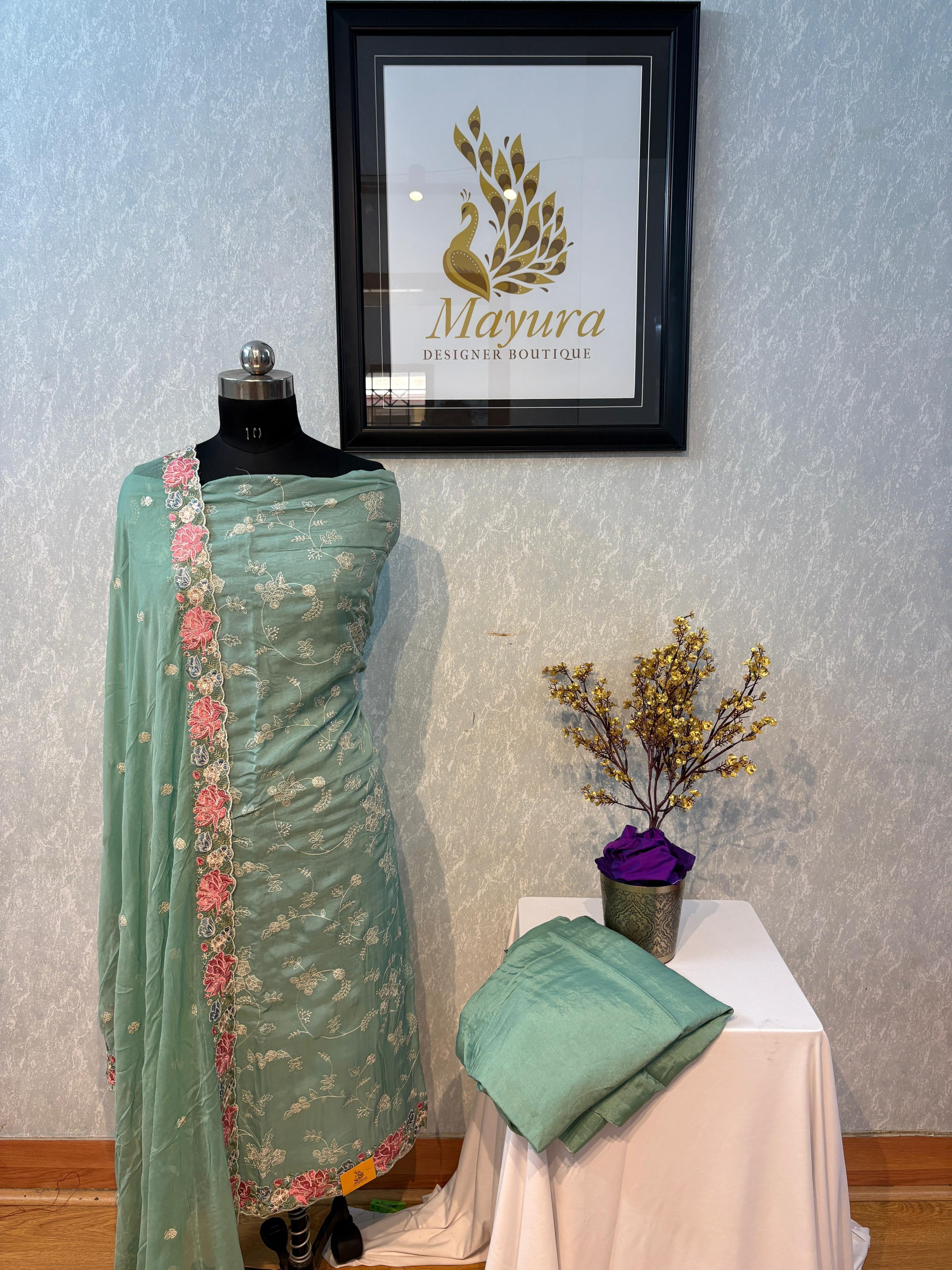 Sea Green Georgette Salwar Material