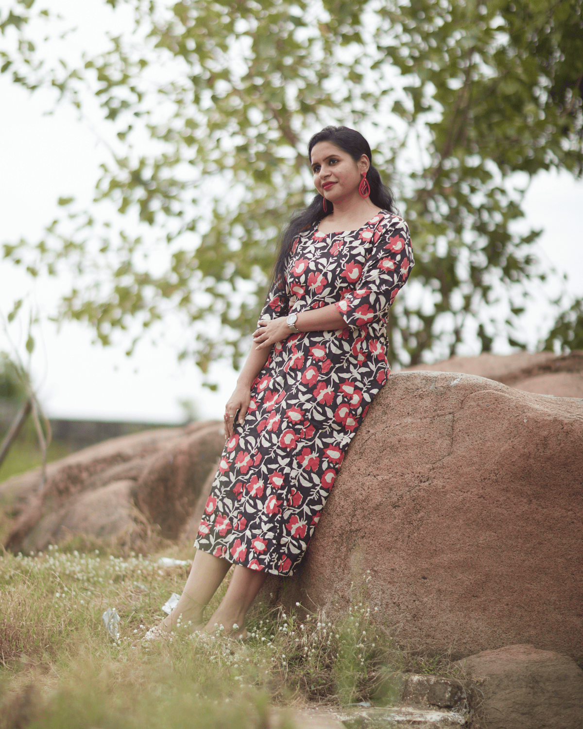 Jaipur Floral Handblock Kali Kurta
