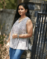 Flared Sleeveless Cotton Top