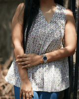 Flared Sleeveless Cotton Top