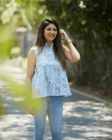 Sky Bloom Sleeveless Cotton Top