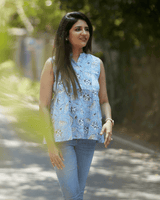 Sky Bloom Sleeveless Cotton Top