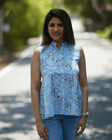 Sky Bloom Sleeveless Cotton Top