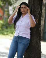Pink Mist Striped Cotton Shirt