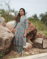 Green-Red Floral Kurti