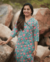 Green-Red Floral Kurti