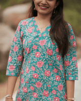 Green-Red Floral Kurti