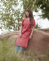 Gulmohar Red Kurta – Block Print Edition