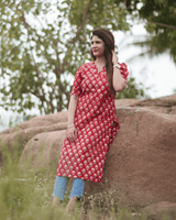 Gulmohar Red Kurta – Block Print Edition