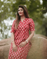 Gulmohar Red Kurta – Block Print Edition