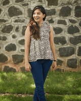 Cocoa Cream Floral Sleeveless Top
