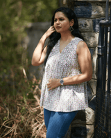 Flared Sleeveless Cotton Top