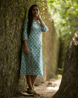 Mint Green Cotton Kurti – Floral Print Edition