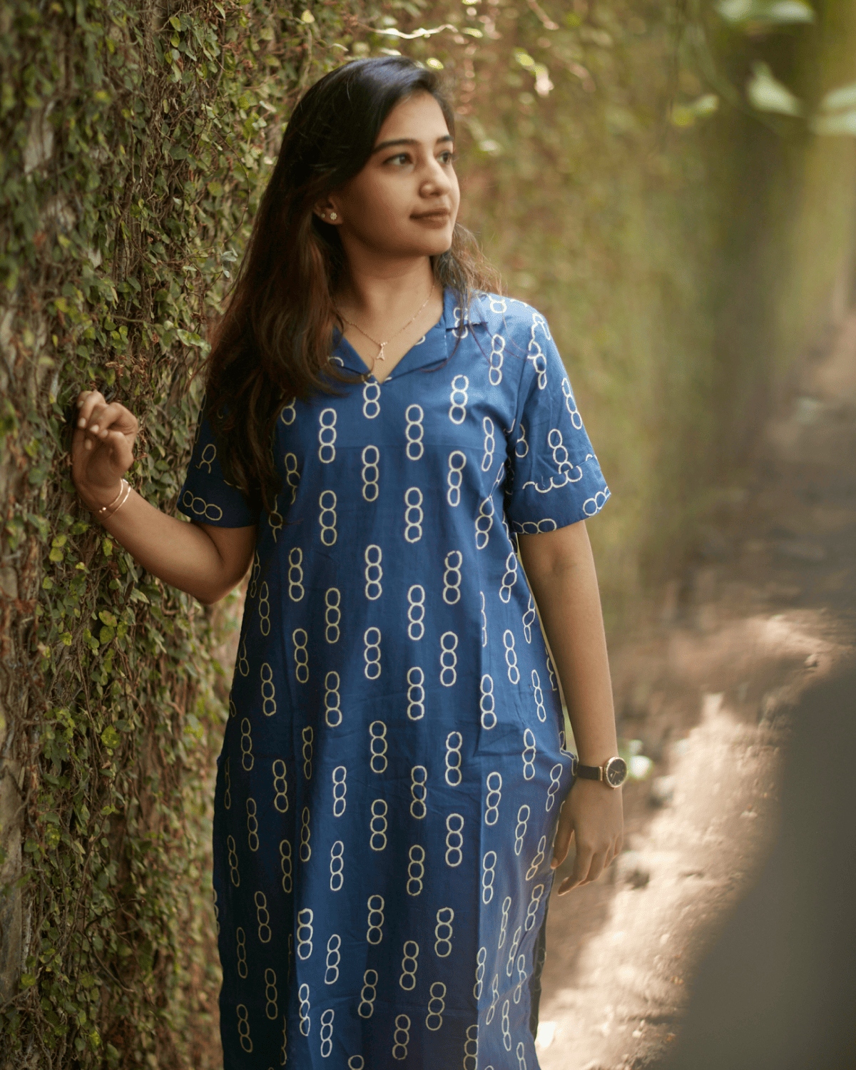 Circle Print Kurti Set - Bold Indigo Edition