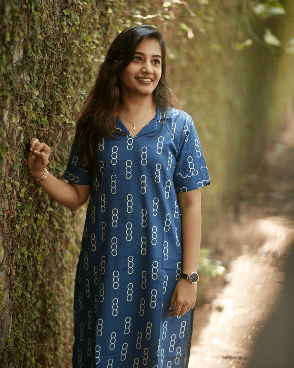 Circle Print Kurti Set - Bold Indigo Edition