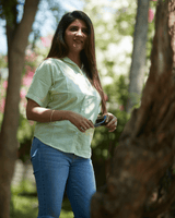 Mild Green Striped Cotton Shirt