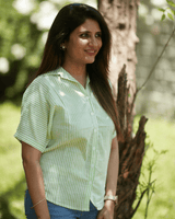 Mild Green Striped Cotton Shirt