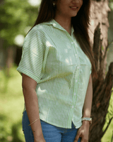 Mild Green Striped Cotton Shirt