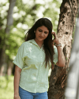 Mild Green Striped Cotton Shirt