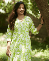 Lime Leaf Cotton Kurti Set