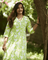 Lime Leaf Cotton Kurti Set