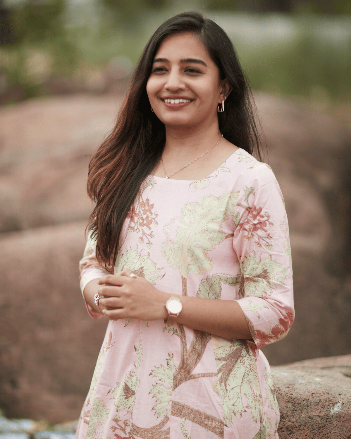 Blush Bloom Cotton Dress – Pastel Floral Kurti