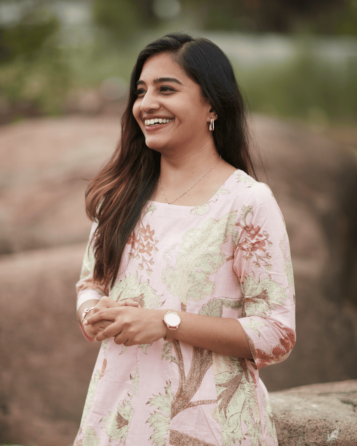 Blush Bloom Cotton Dress – Pastel Floral Kurti