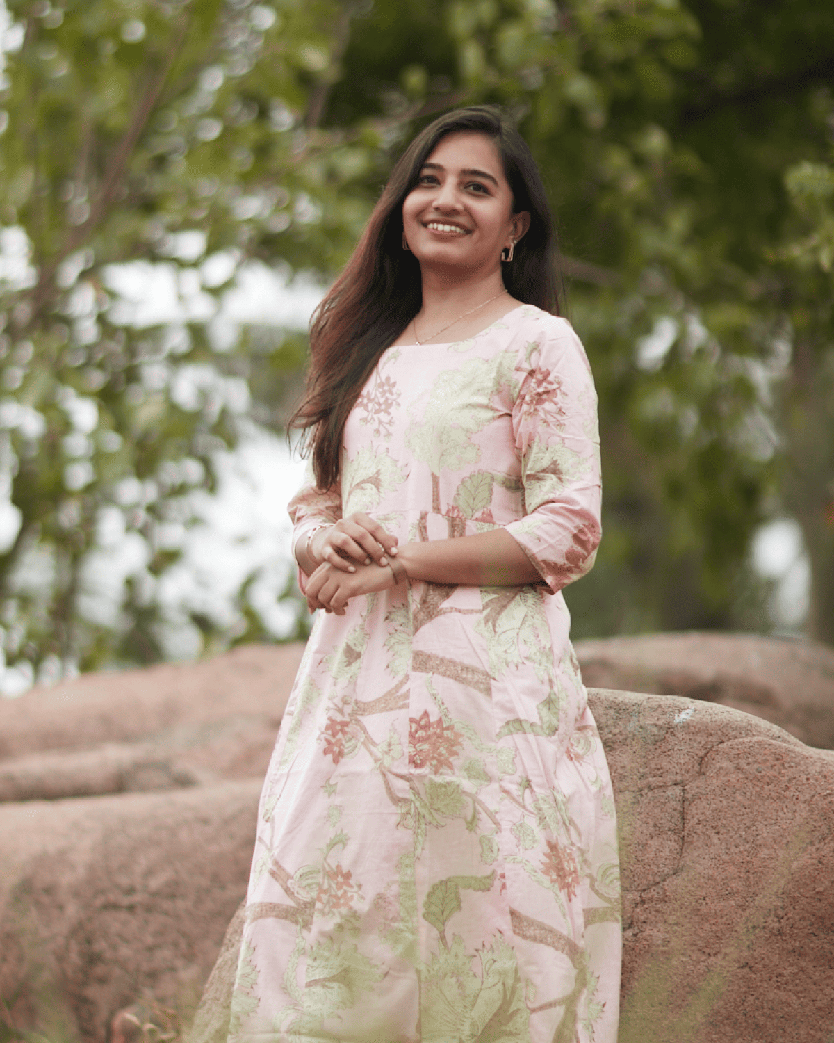 Blush Bloom Cotton Dress – Pastel Floral Kurti