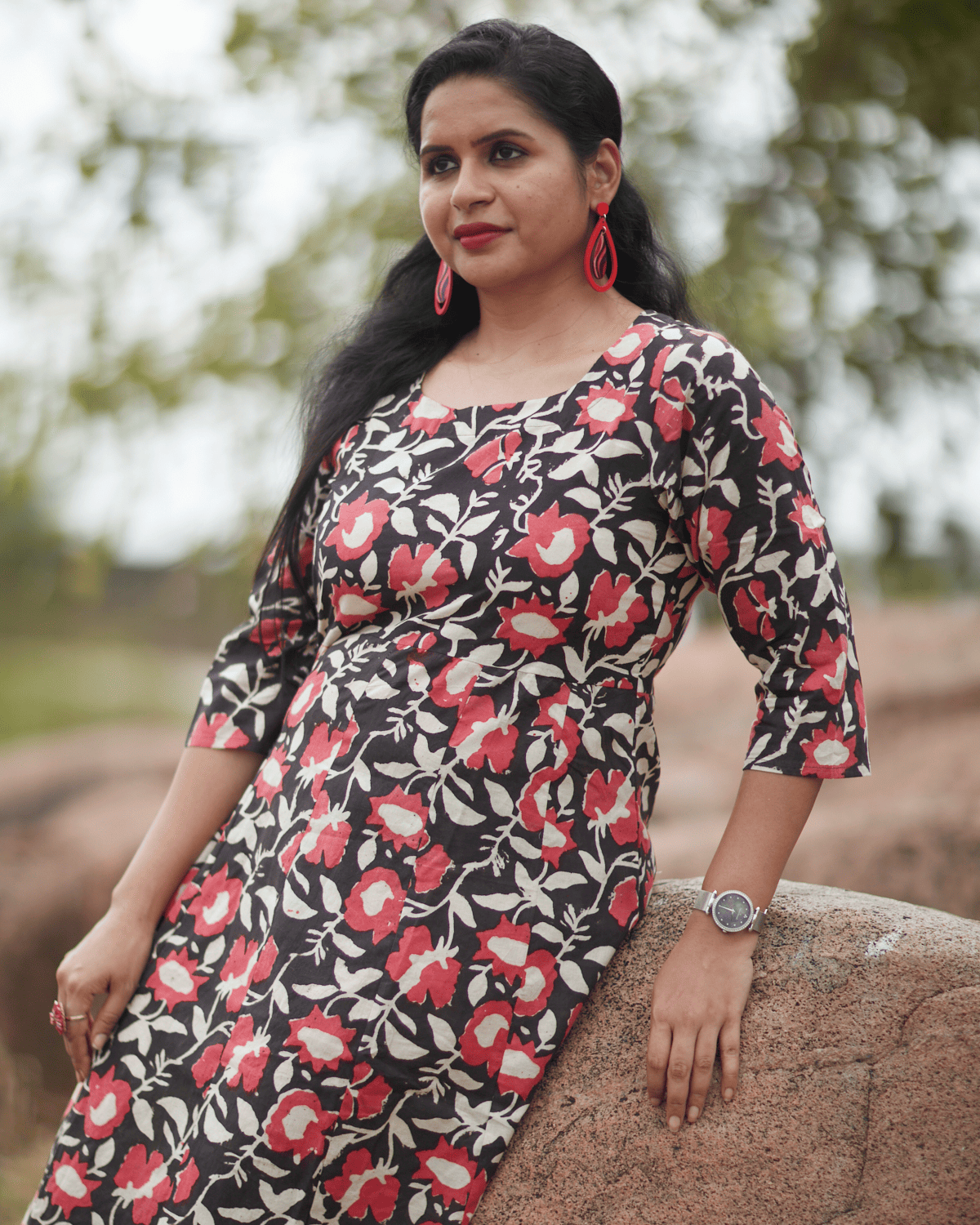 Jaipur Floral Handblock Kali Kurta