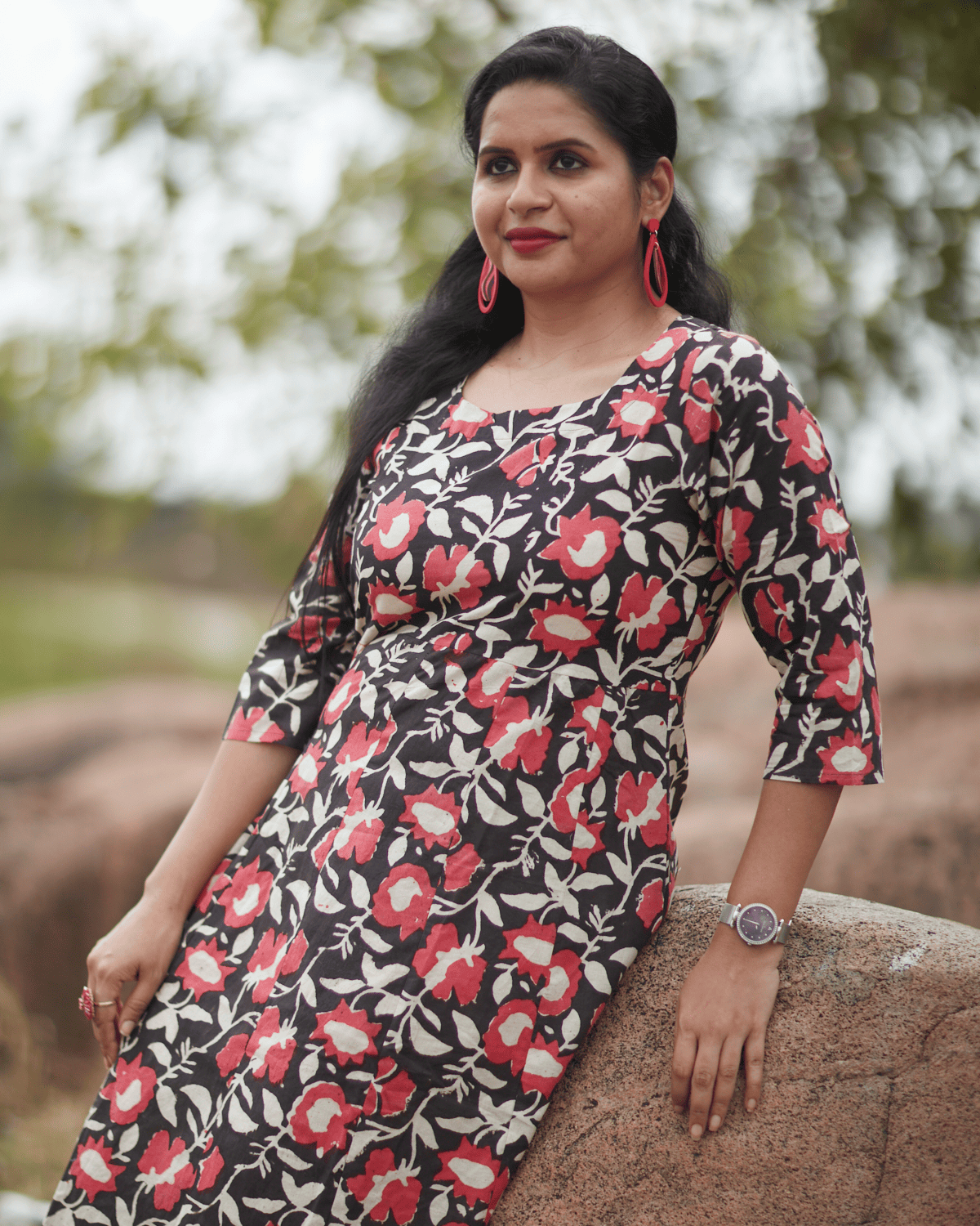 Jaipur Floral Handblock Kali Kurta