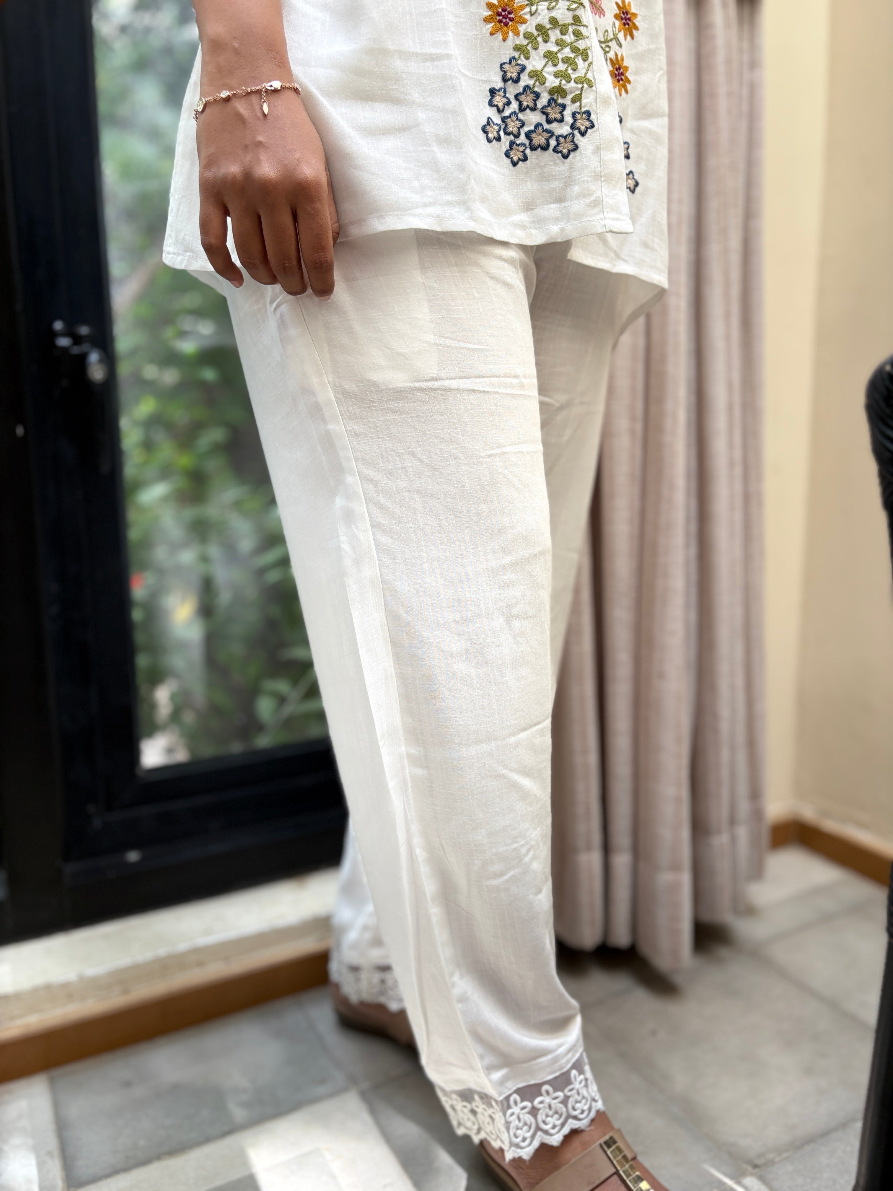 White Embroidered Co-ord Set