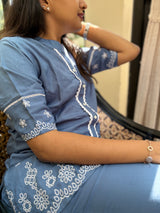 Blue Embroidered Co-Cord Set