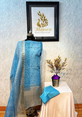 Blue Linen Salwar Material